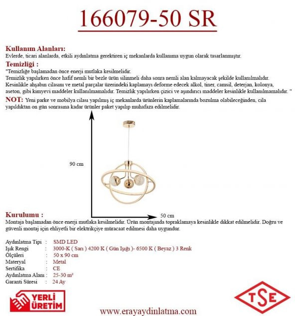 Eray Aydınlatma 166079-50 Sarkıt Led Avize - Resim 3
