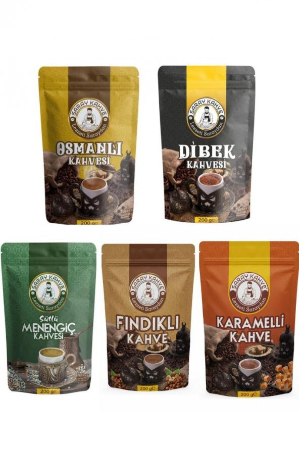 ESKİSİ 5’li - Set | Osmanlı Kahvesi-dibek Kahvesi-sütlü Menengiç Kahvesi-karamelli Kahve-fındıklı Kahve