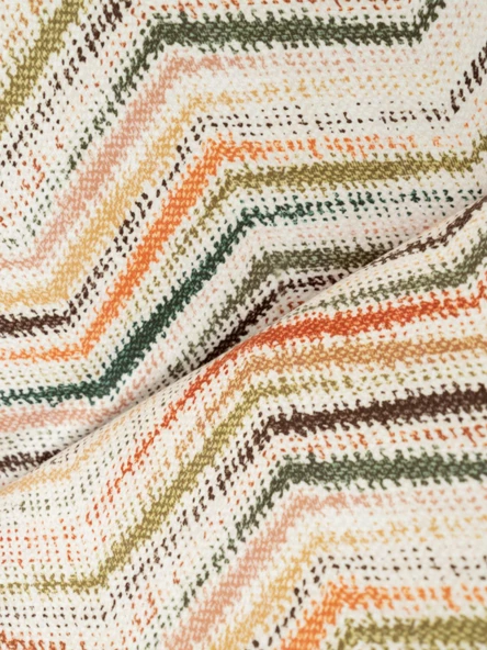 SoftMicro Zikzak Desenli 130x180 cm Koltuk Örtüsü Şalı, Kanepe Örtüsü, Tv Battaniyesi Krem - 4