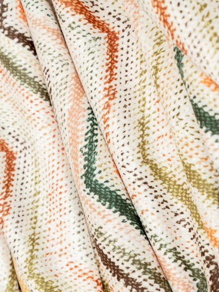 SoftMicro Zikzak Desenli 130x180 cm Koltuk Örtüsü Şalı, Kanepe Örtüsü, Tv Battaniyesi Krem - 5