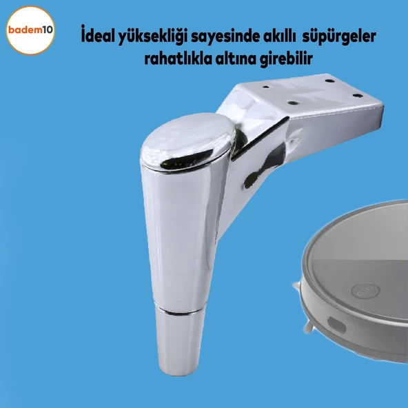 Maya Lüks Mobilya Kanepe Tv Ünitesi Koltuk Ayağı 18 Cm Krom Konsol Ayakları - Resim 4