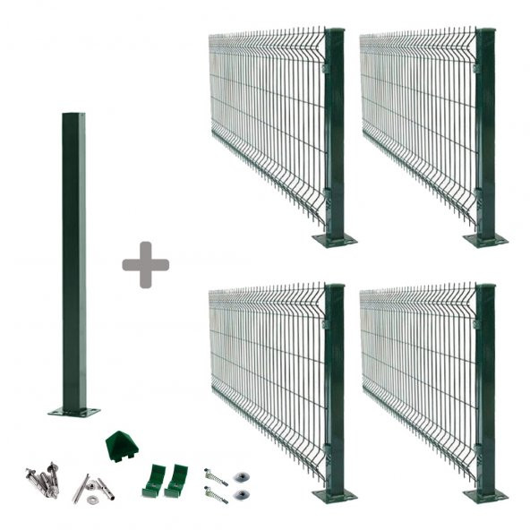 Telfence 4 lü Panel Çit Takım 100x250 Cm Çift Telli + 1 Direk Avantaj Paketi (10 Metre) - 1