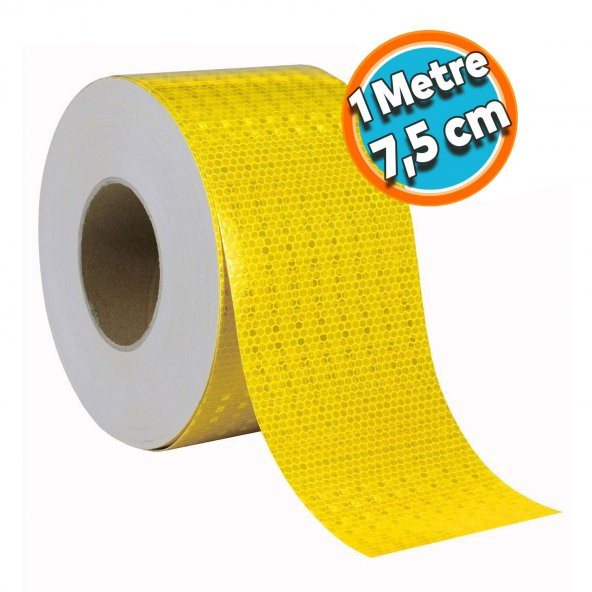 Reflektörlü Reflektif Fosforlu Şerit Bant Sarı Reflekte Sticker İkaz Bandı 1 METRE