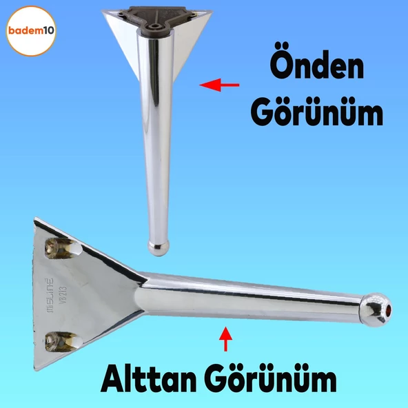 Gonca Lüks Mobilya Kanepe Tv Ünitesi Koltuk Ayağı 23 Cm Krom Renk Konsol Ayakları - Resim 3