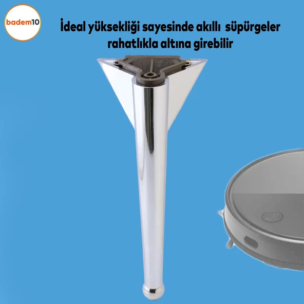 Gonca Lüks Mobilya Kanepe Tv Ünitesi Koltuk Ayağı 23 Cm Krom Renk Konsol Ayakları - Resim 4