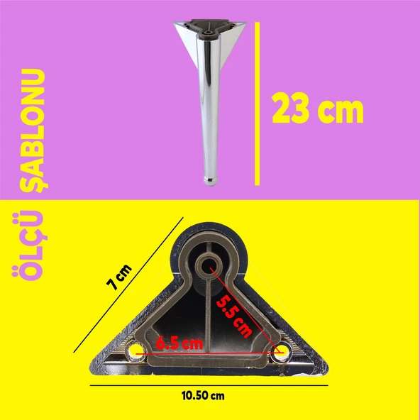 Gonca Lüks Mobilya Kanepe Tv Ünitesi Koltuk Ayağı 23 Cm Krom Renk Konsol Ayakları - Resim 2