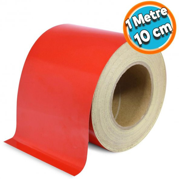 Reflektörlü Reflektif Fosforlu Şerit Bant Kırmızı Düz Reflekte İkaz Bandı 10 CM 1 METRE