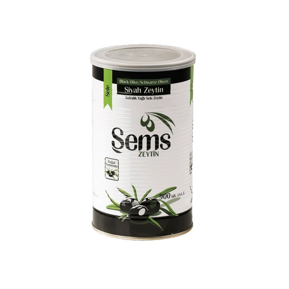 Şems Yağlı Siyah Sele Zeytin 900 Gr 231-260 Kalibre