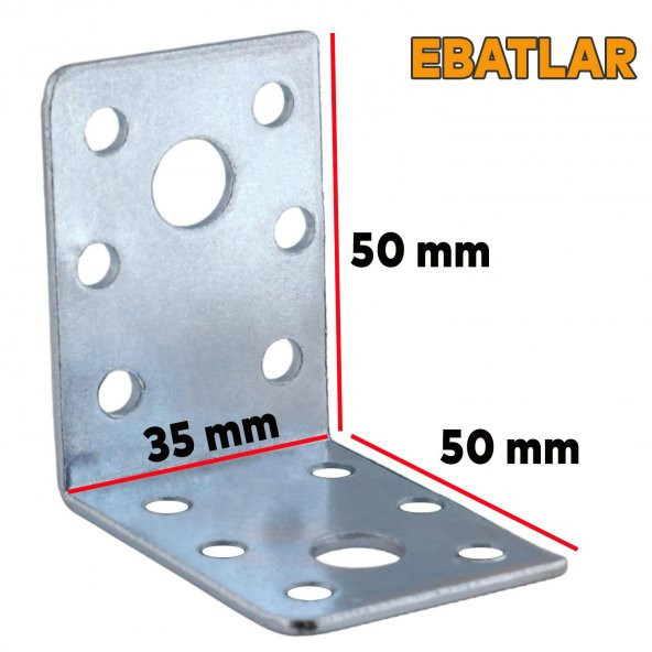 Mobilya Dolap Köşe Bağlantı Sabitleme L Demir Köşebent Gönye 50x50x35 mm (10 ADET) - 2