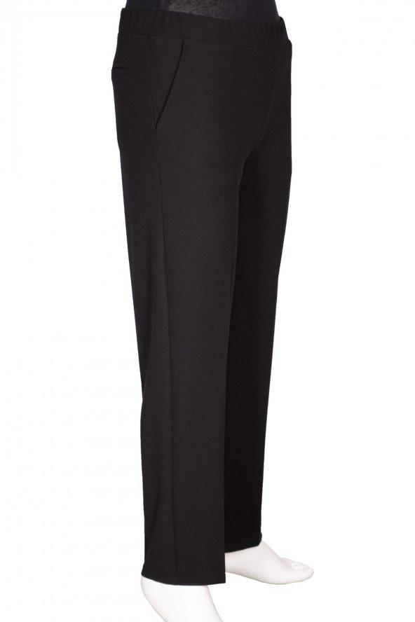 Hesna Kadın Aslı Yan Cepli Scuba Astarsız Siyah Pantolon - Resim 3