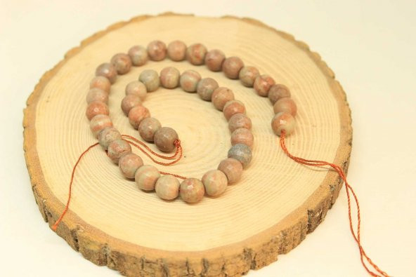 Jasper Taşı YARIM Dizi 9-10mm Aralığı (25895) (18cm uzunluğundadır) ürün görseli 1