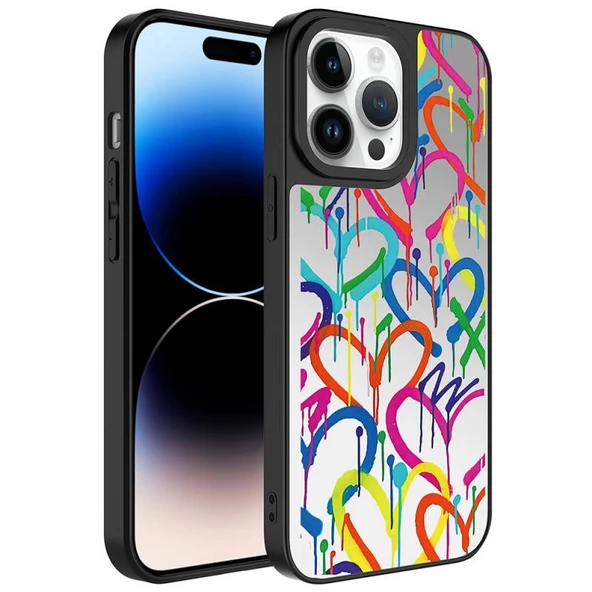 Apple iPhone 13 Pro Max Aynalı Desenli Kapak Love