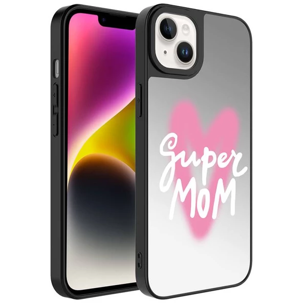 Apple iPhone 14 Aynalı Desenli Kapak Mom