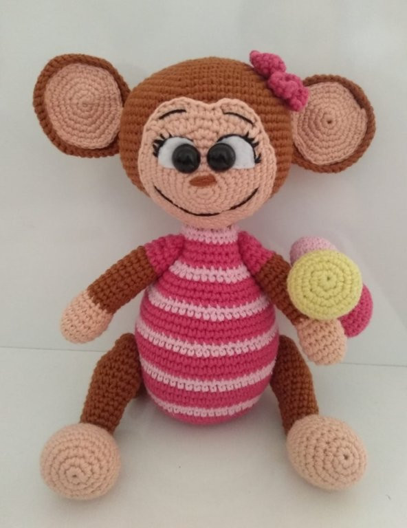 Sevimli Maymuş Amigurumi Organik Oyuncak - 1