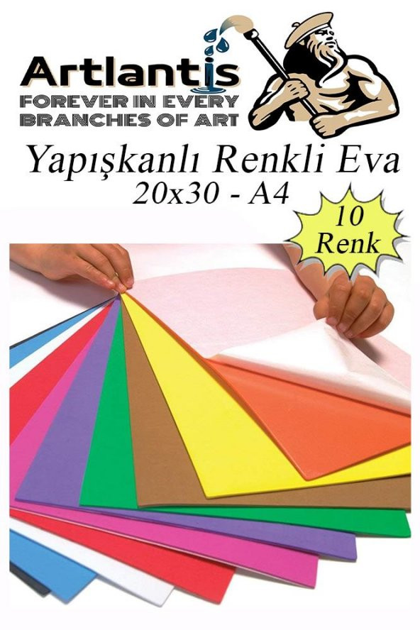 Yapışkanlı Eva A4 20x30 cm 10 Renk 1 Paket Yapışkanlı Eva Süngeri 10lu Okul Kreş Anasınıfı Elişi Etkinlikleri - 3