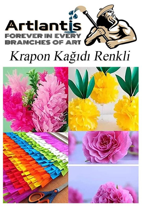 Krapon Kağıdı 10 Renk 50x200 cm 1 Paket Grapon Kağıdı Karışık Renkli 10lu Okul Sınıf Kreş - 3