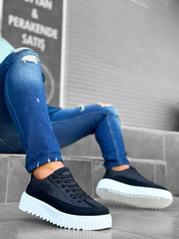 BA0801 BOA Yüksek Taban Siyah Paraşüt Kumaş Cilt Detaylı Erkek Ayakkabı ürün görseli 1