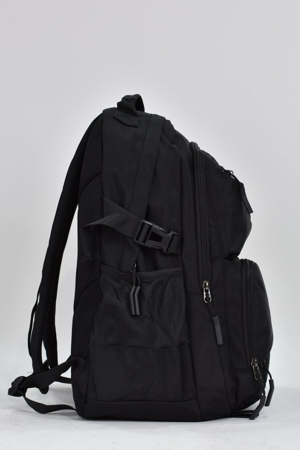 Elatae Unisex Çok Gözlü Günlük Seyahat Okul Sırt Çantası Siyah 51538 - 3