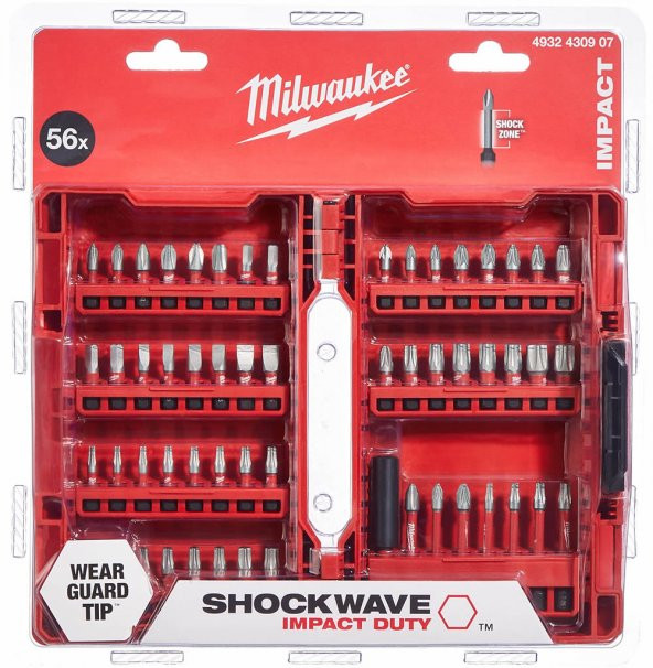 Milwaukee ShockWave BİTS UCU SETİ Şok Emici Tornavida Ucu Seti 56prç. T4932430907