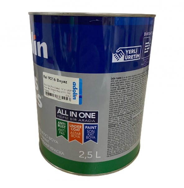 ADOLİN PASKES PAS ÖNLEYİCİ BOYA RAL9016 BEYAZ 2,5lt Sentetik Bazlı - 2