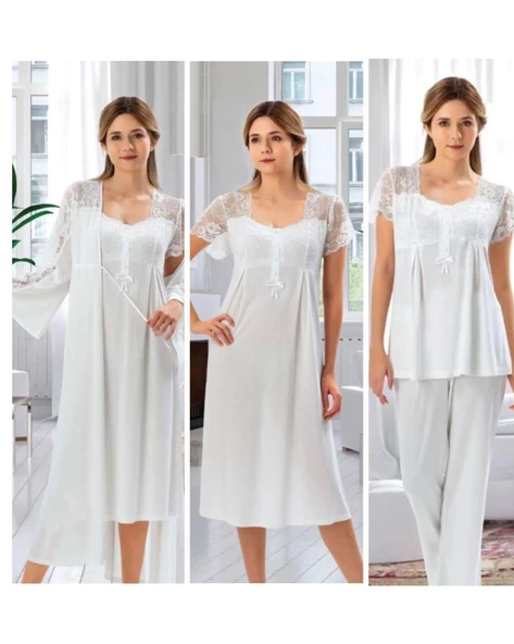 Duchesse 42008 Lohusa 4 Lü Pijama Gecelik Sabahlık Tk