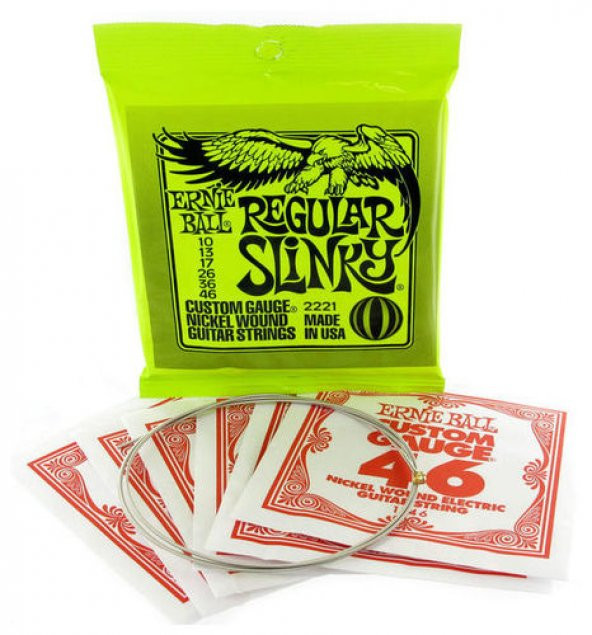 Ernie Ball P02221 Regular Slinky Nickel 10-46 Elektro Gitar Teli - 5