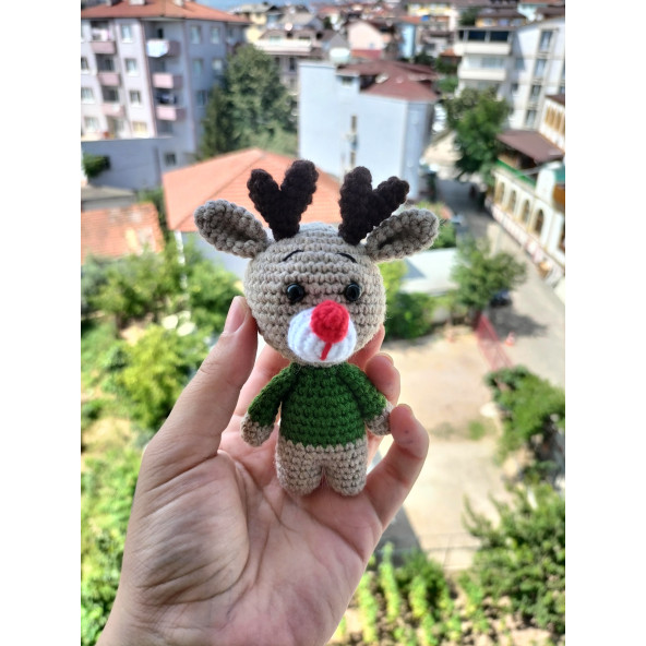 Amigurumi Geyik Anahtarlık Aksesuar Hediyelik Oyuncak minik hayvan Noel süsü - 2