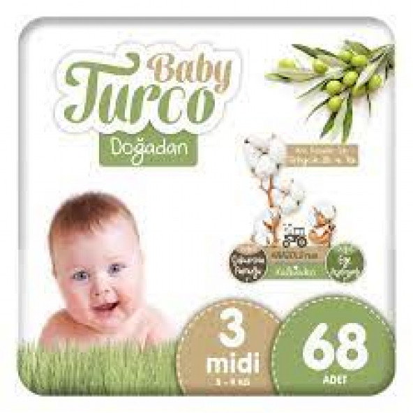 Baby Turco Doğadan 3 Numara 68 Adet Bebek Bezi