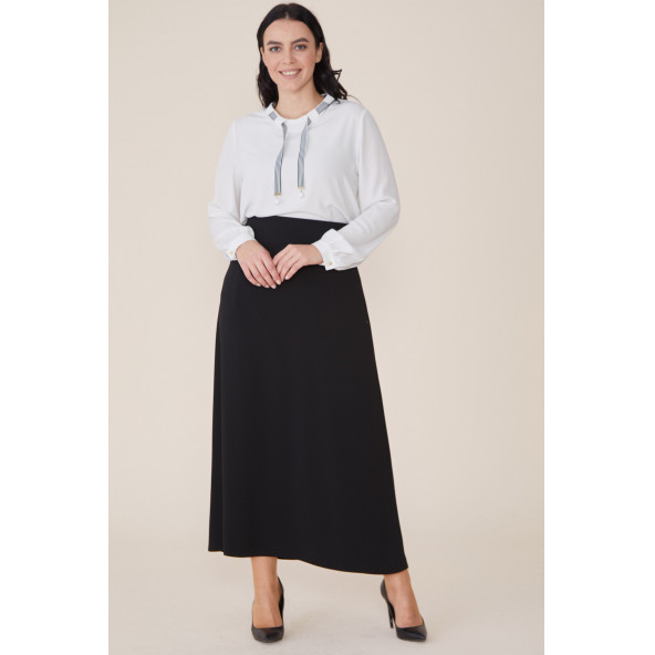 SORALLİNE KADIN BÜYÜK BEDEN ÇAN ETEK 778 ETAMİN SİYAH