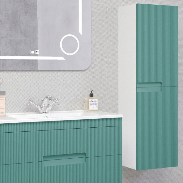 Denko Galata 85 cm MDF Yeşil Banyo Dolabı Takımı ve Boy Dolabı - 3
