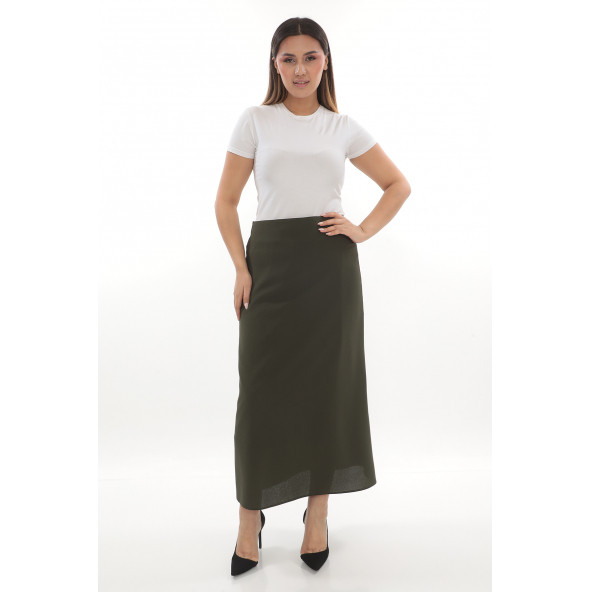 SORALLİNE KADIN BÜYÜK BEDEN ÇAN ETEK 778 ETAMİN DESEN HAKİ