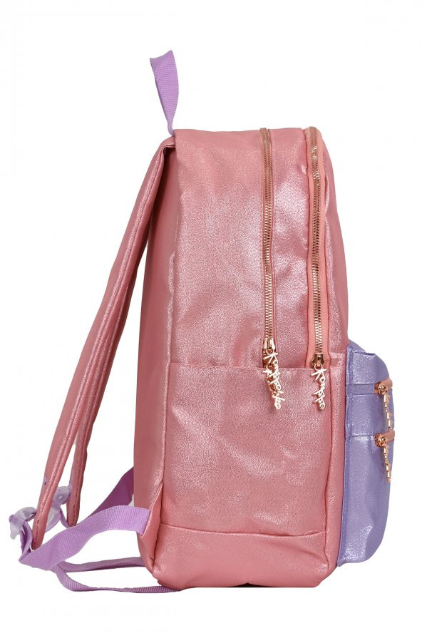 Elatae Su Geçirmez Çok Gözlü Kız Çocuk Seyahat Okul Sırt Çantası Pudra K1570 - Resim 3