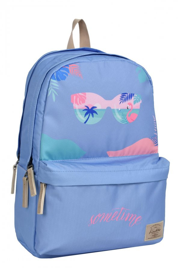 Elatae Su Geçirmez Çok Gözlü Kız Çocuk Seyahat Okul Sırt Çantası Mavi K1498 - 2