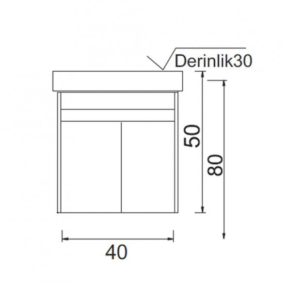 Denko Natalia 40 cm MDF Kül Gri Banyo Dolabı Alt Modül ve Seramik Lavabo - 3