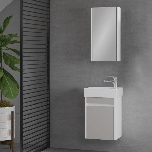 Denko Natalia 40 cm MDF Kül Gri Banyo Dolabı Takımı - 2