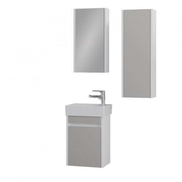 Denko Natalia 40 cm MDF Kül Gri Banyo Dolabı Takımı ve Boy Dolabı