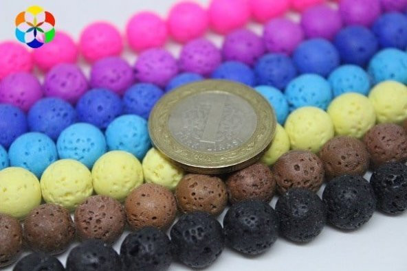 Lav Taşı Açık Mavi Renkli YARIM Dizi 10mm (18cm uzunluğundadır) - Resim 2