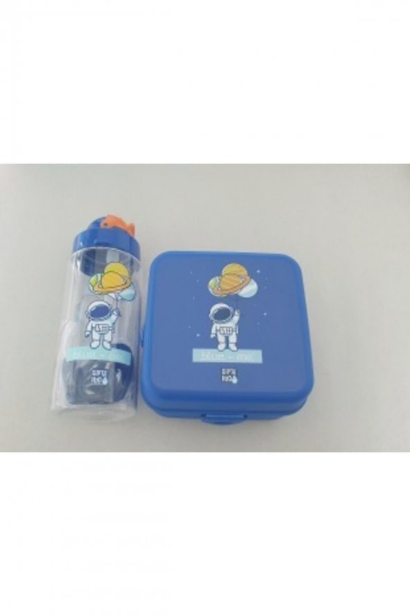 Gıpta Blue-Me Tritan Pipetli Matara Desenli Bes Kabı Set - 3