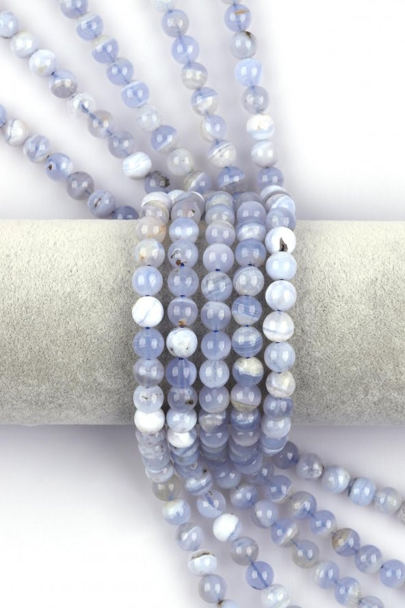 Mavi Kalsedon Doğal Taş Dizi 8 mm Küre Kesim ürün görseli
