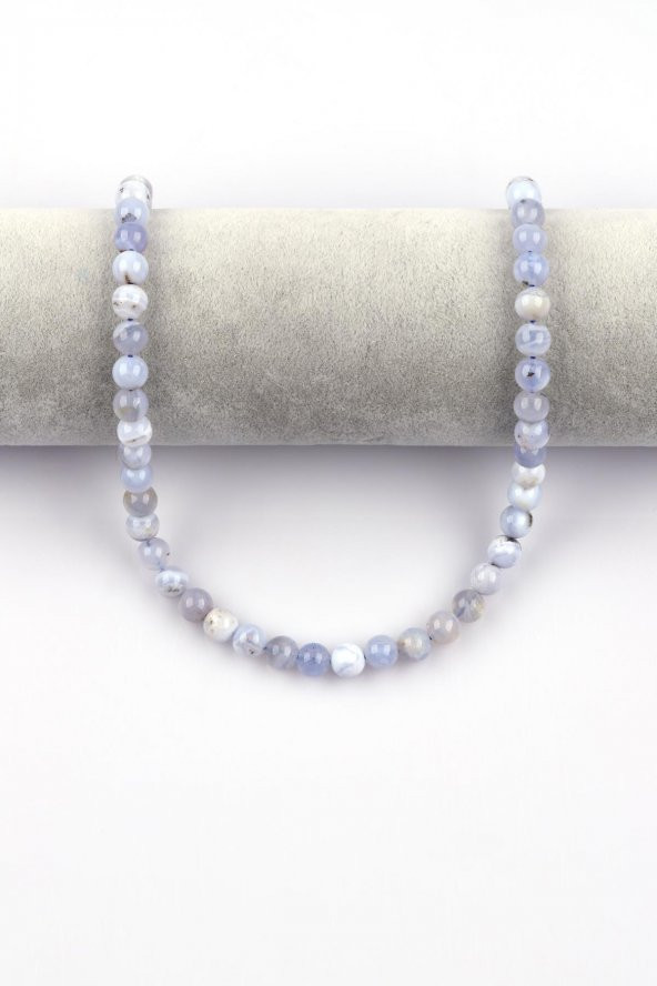 Mavi Kalsedon Doğal Taş Dizi 8 mm Küre Kesim - Resim 2