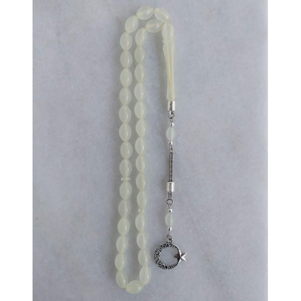 Kedi Gözü Tesbih,karanlıkta Parlayan Gece Yanan Fosforlu Tespih,metal Püskül Ayyıldızlı Modeli - 4