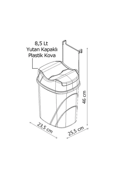 Geseus Mutfak Dolap İçi Askılı Geçmeli Pratik Kapak Çöp Kovası 8,5 LT-SF008 - 6