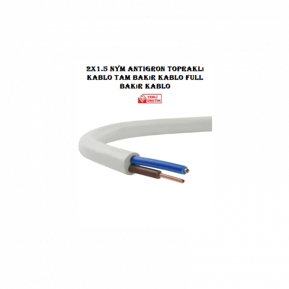 2x1.5 NYM Antigron Topraklı Kablo Tam Bakır Kablo Full Bakır Kablo (1 Metre Satışımız)