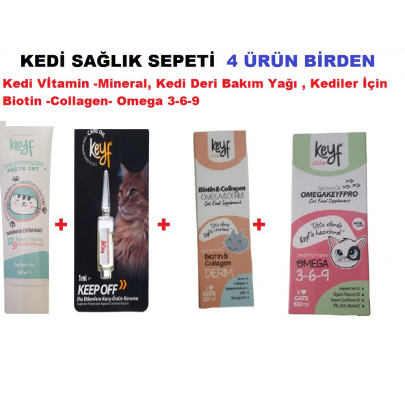 Kedi Bakım Seti( Kedi Vitamin-Mineral Deri Bakım Yağı-Kedilerin İhtiyacı İçin Biotin -Collojen-Omega