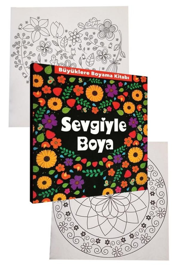 Sevgiyle Boya Büyüklere Boyama Kitabı Fatih 24 Renk Kuru Boya 1 Adet Ema Boyama Kitabı Büyükler İçin Mandala Yaratıcı Boyama - 2