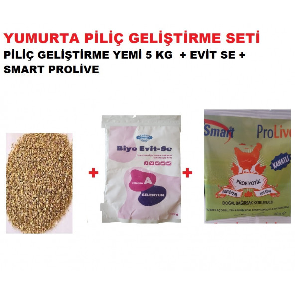 PİLİÇ GELİŞTİRME SETİ ( PİLİÇ GELİŞTİRME YEMİ 5 KG + EVİTSE + SMART PROLİVE 50 GR)