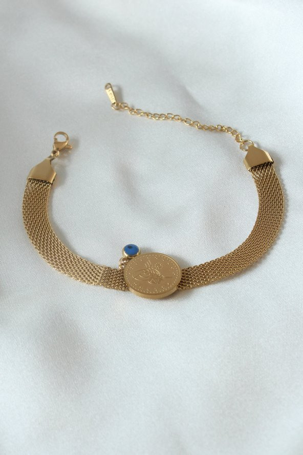 TOPTANBULURUM 316L Çelik Gold Renk Hasır Reşat Altın Model Kadın Bileklik - BJ-BB5099