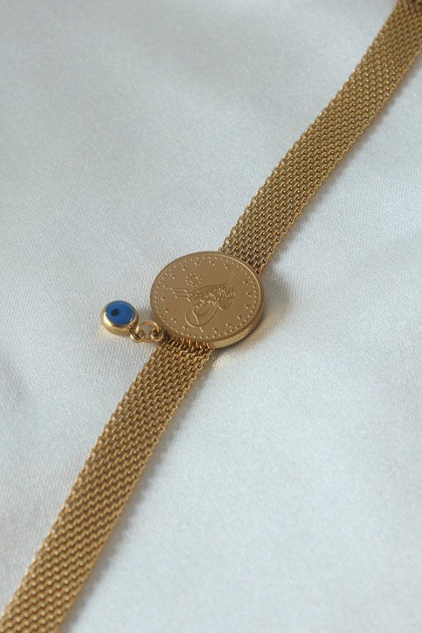 TOPTANBULURUM 316L Çelik Gold Renk Hasır Reşat Altın Model Kadın Bileklik - BJ-BB5099 - 2