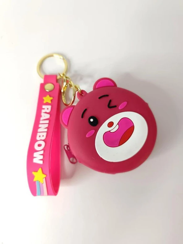 Anahtarlık Cüzdan Silikon Bozuk Para Cüzdanı Lotso Pooh Ayı Çanta Araba Süsü Oyuncak - Resim 3