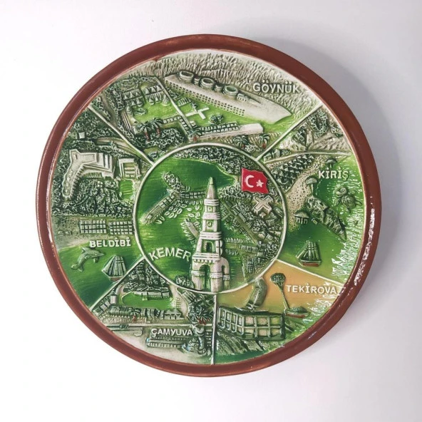 Tabak Duvar Süsü Masa Dekor Seramik Türk Bayraklı  Kemer Temalı Tabak - Resim 5